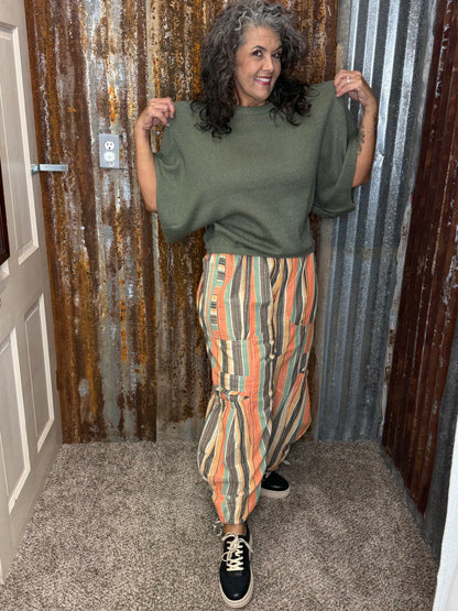 BlueVelvet MULTI COLOR STRIPED PARACHUTE PANTS