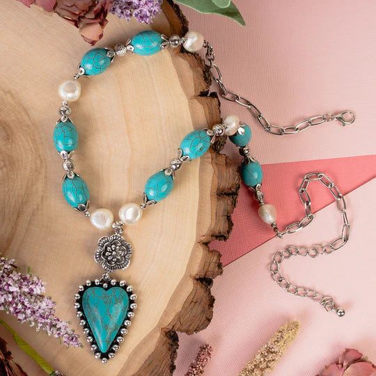 Blossom Heart Necklace - Turquoise Set