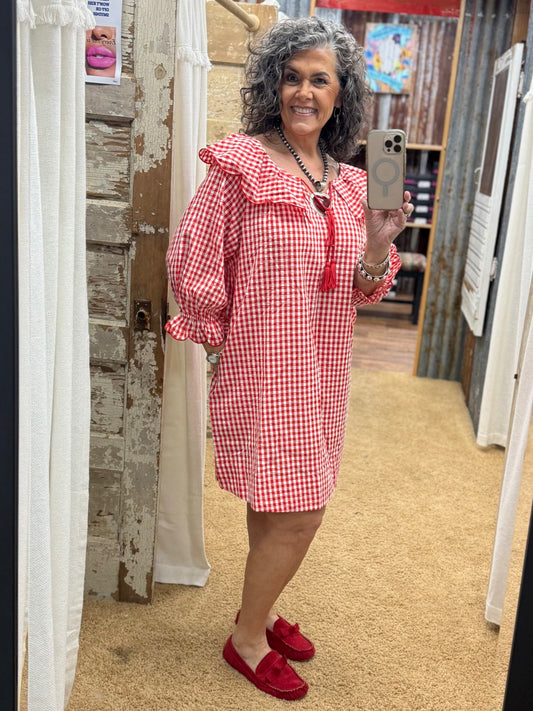 GINGHAM SEERSUCKER DRESS