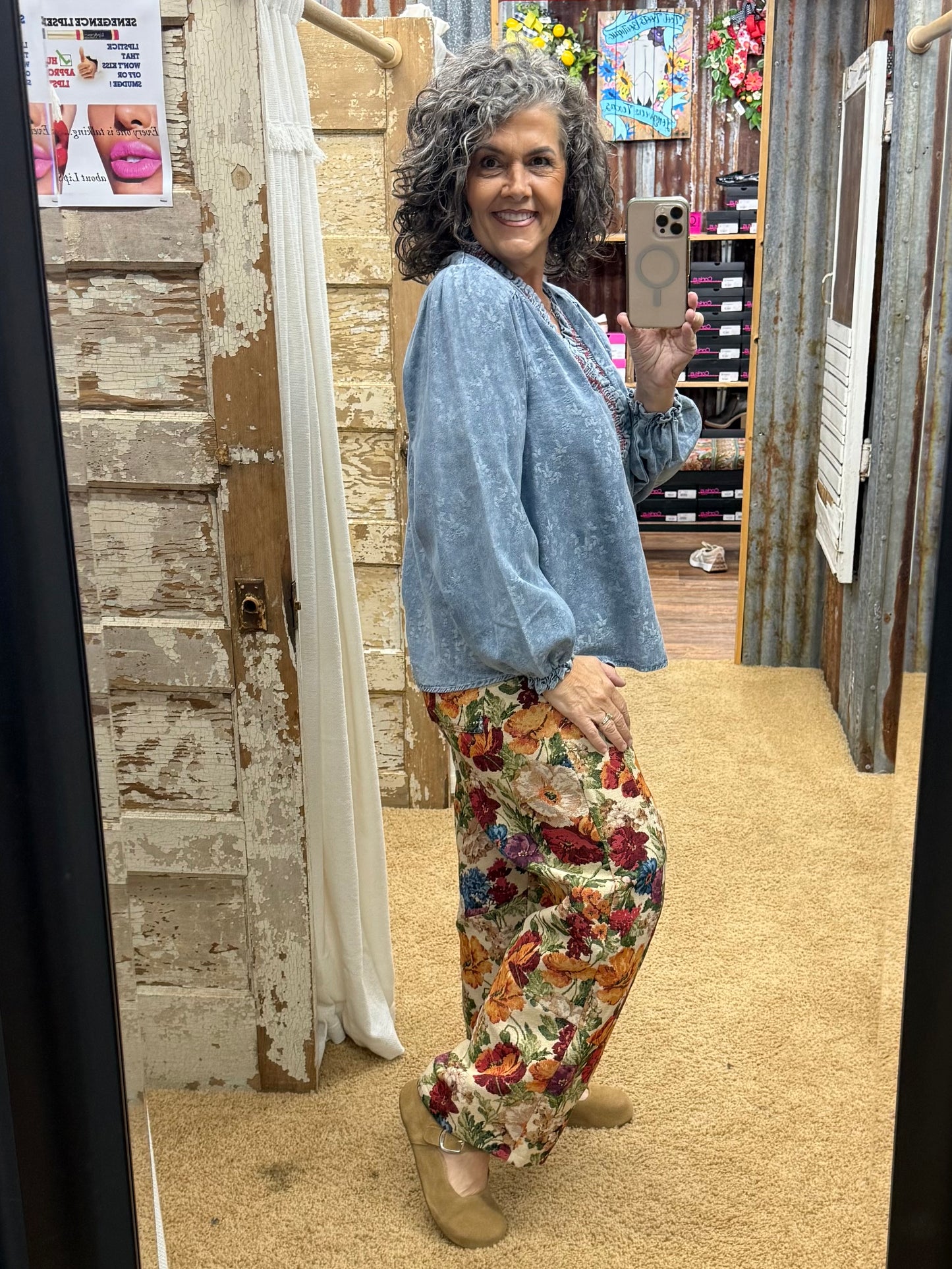 JACQUARD DENIM BLOUSE