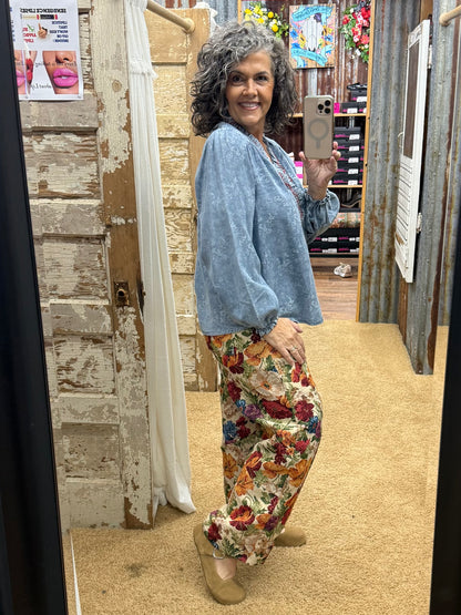 JACQUARD DENIM BLOUSE