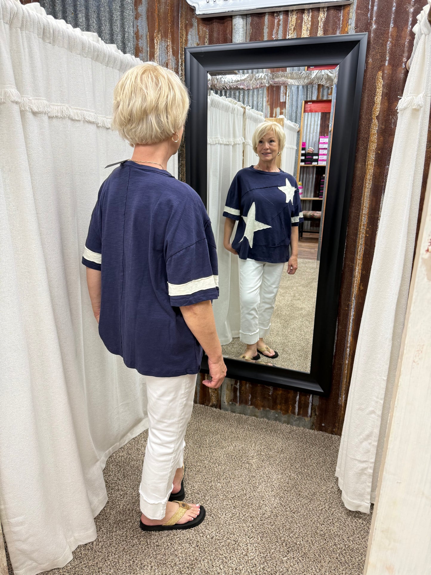 Navy Star Top