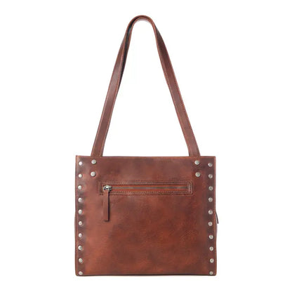 Myra Zidana Aria Amethyst Veg Tanned Leather Tote Bag in Vintage Red