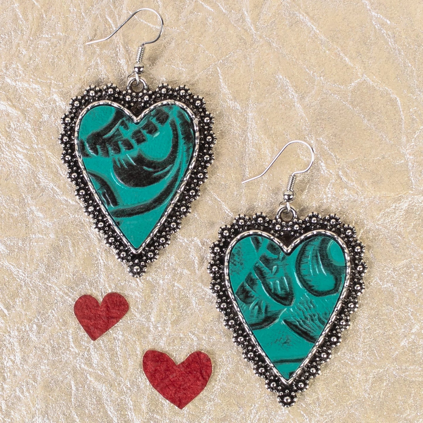 Western Heart Earrings - Turquoise