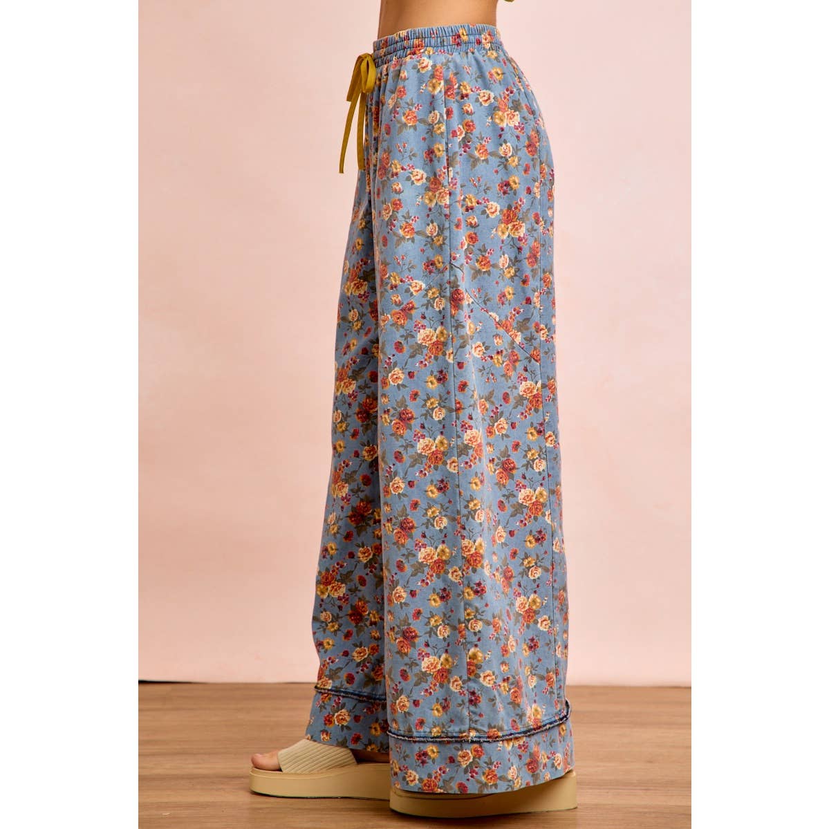 Field of Daisies Drawstring Denim Pants