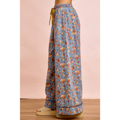 Field of Daisies Drawstring Denim Pants