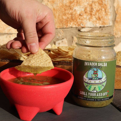 Invader Tomatillo Salsa - organic mild onion garlic spice