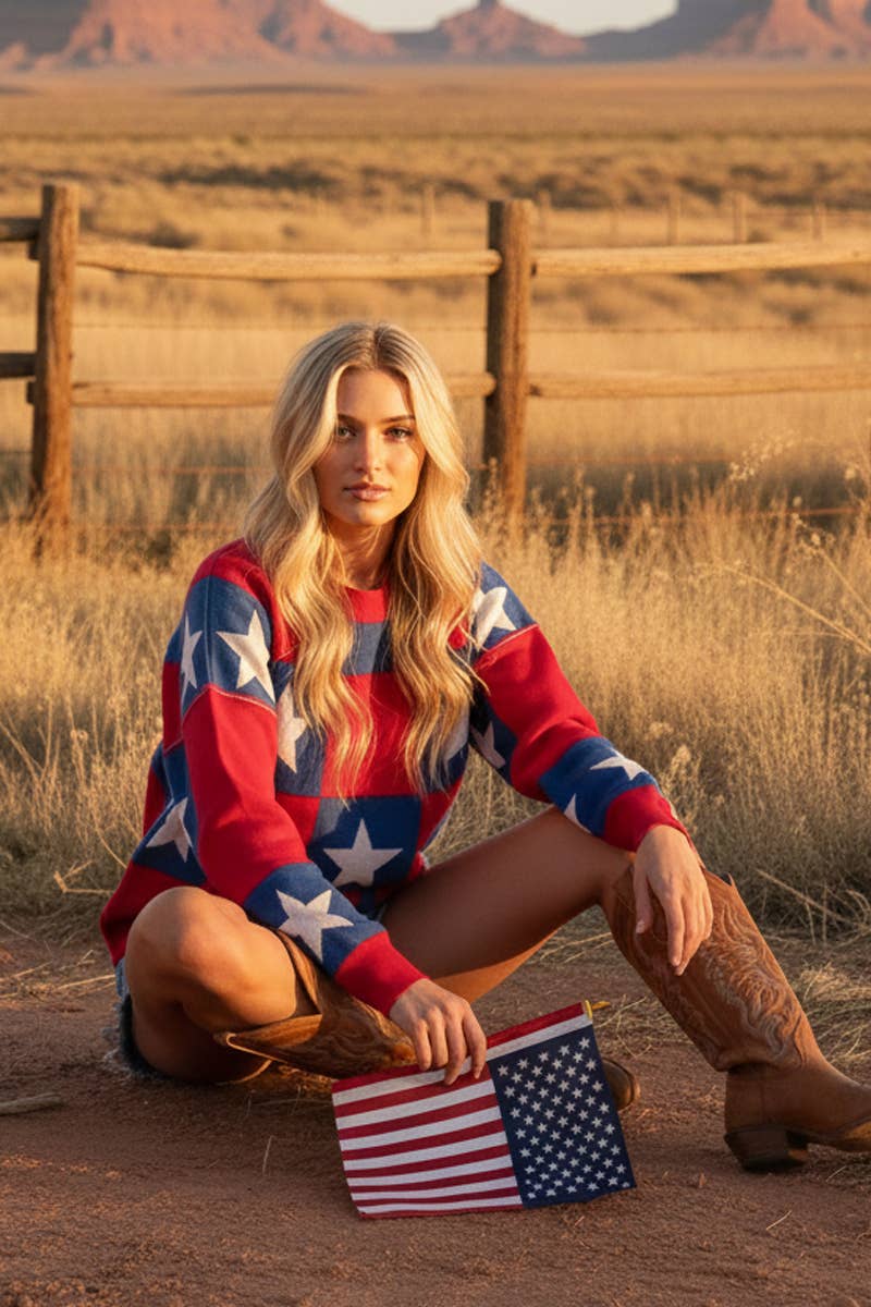 AMERICANA CHECKERED SWEATER TOP