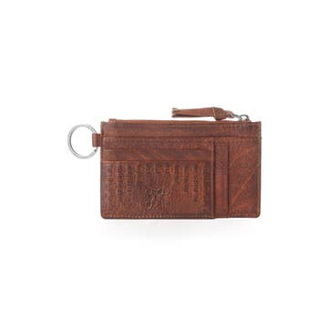 Zidana Vino Braided Veg Tanned Leather Wallet in Chestnut Shine