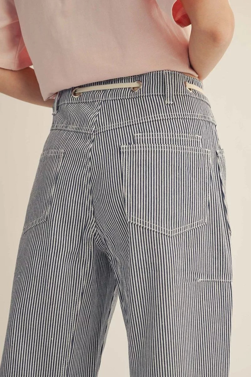Denim Pin Stripe Barrel Pants