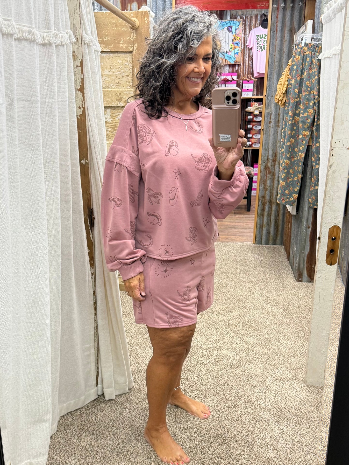 Western Print Lounge Set: MAUVE
