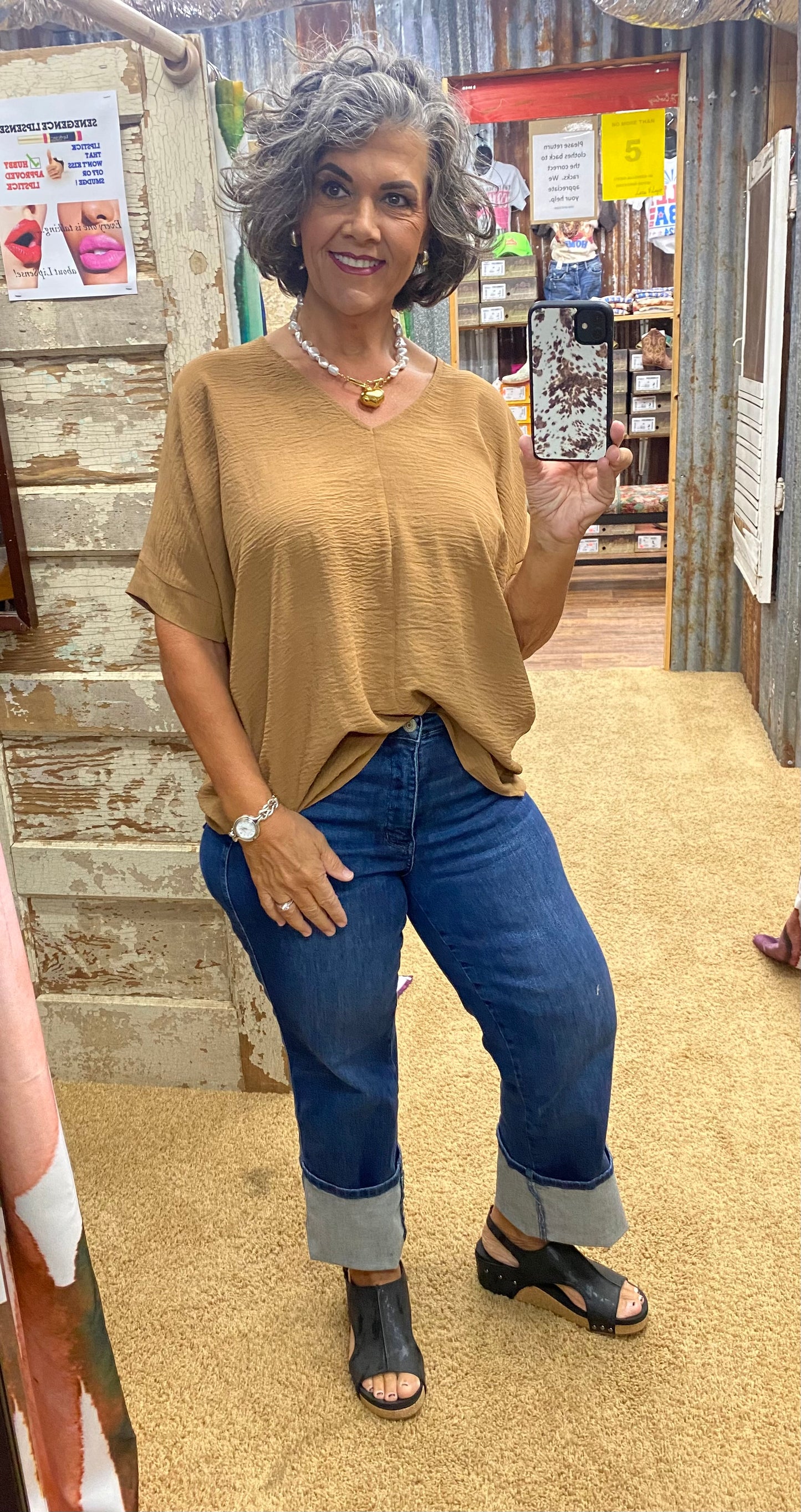 Deep Camel Boxy Top