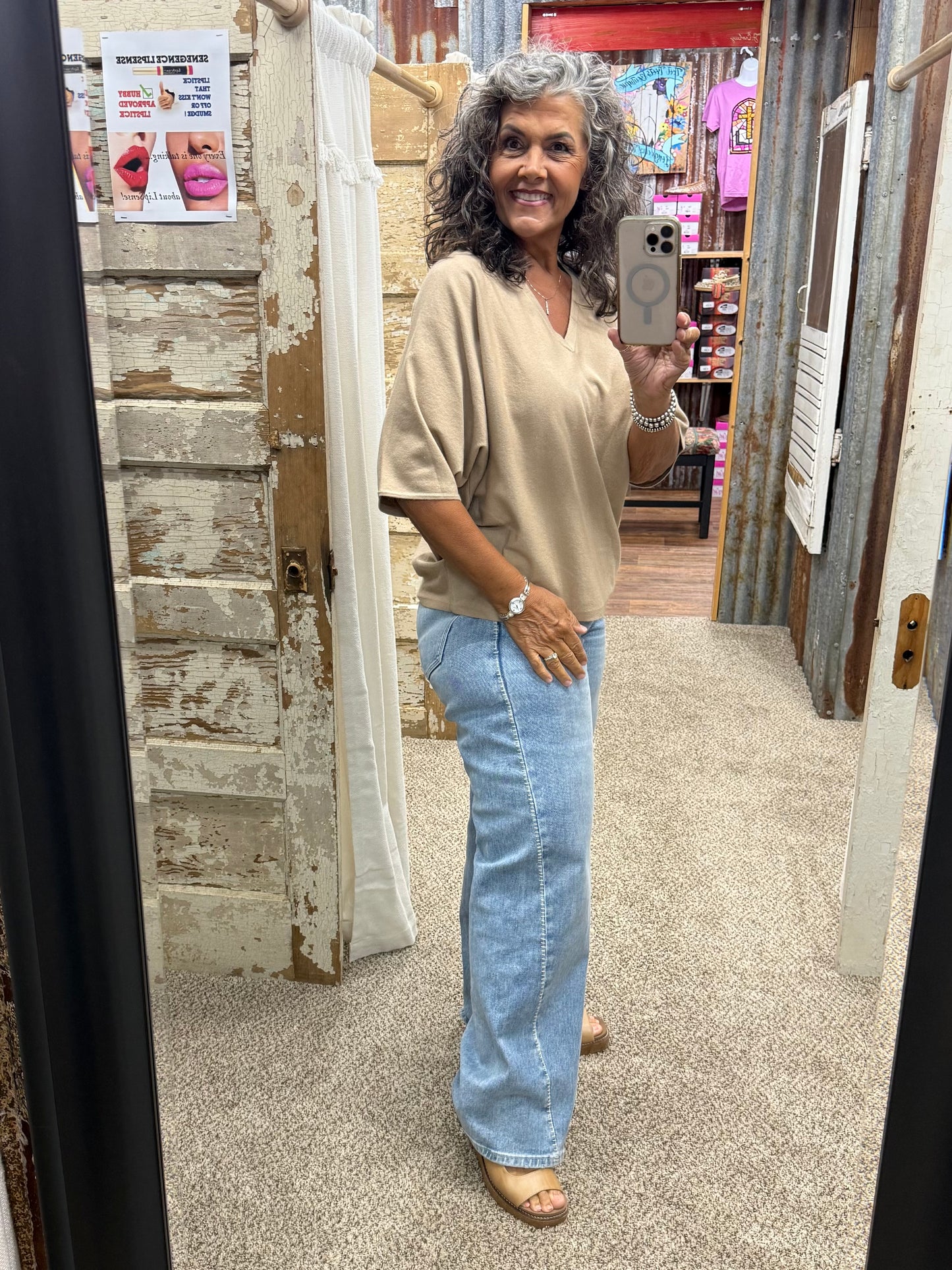 Taupe Sweater Like Top