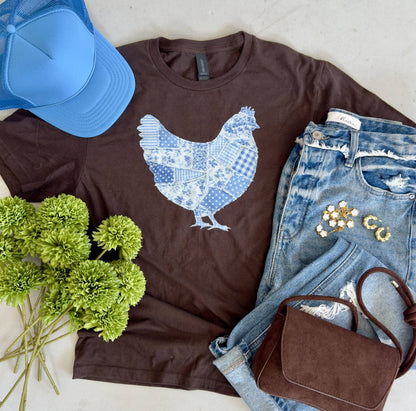 Blue Quilted Chicken Tee
