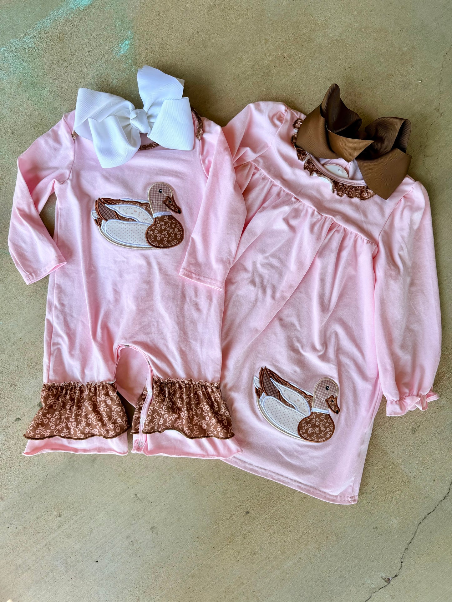 Duck Embroidered Sister Set