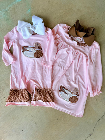Duck Embroidered Sister Set