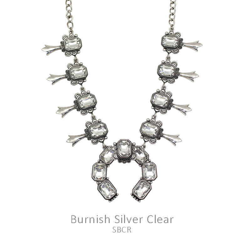 Crystal Squash Blossom Clear Necklace Set
