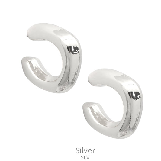 Silver Geometric Hoop Earring