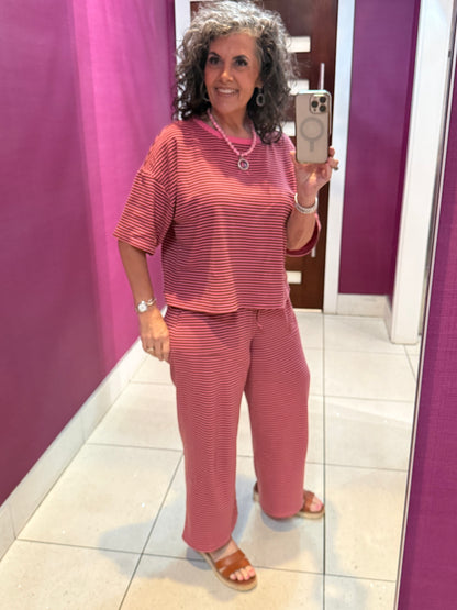 Pink / Brown Striped Lounge Set