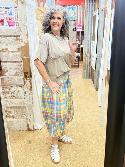MOCHA WASHED COTTON JERSEY BOXY TUNIC