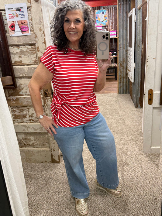 Red Striped Blouse
