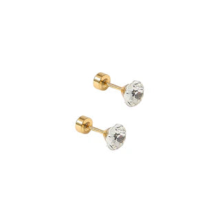 LINNY CO Flat Back Screwback Stud Earrings Lux - Zuri Clear