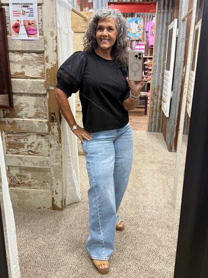 Black Puff Sleeve Top
