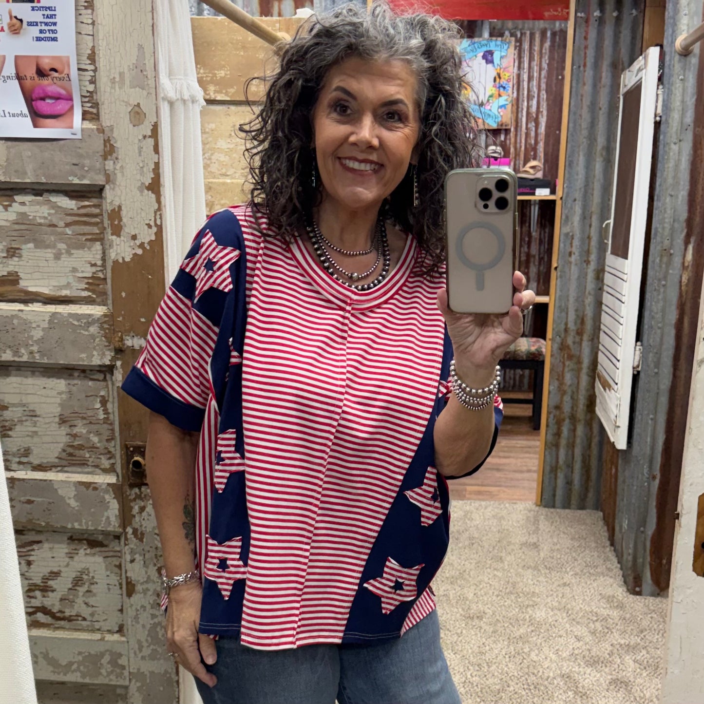 Patchwork Star Dolman Top