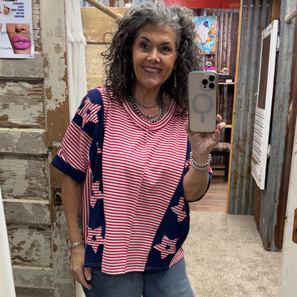 Patchwork Star Dolman Top