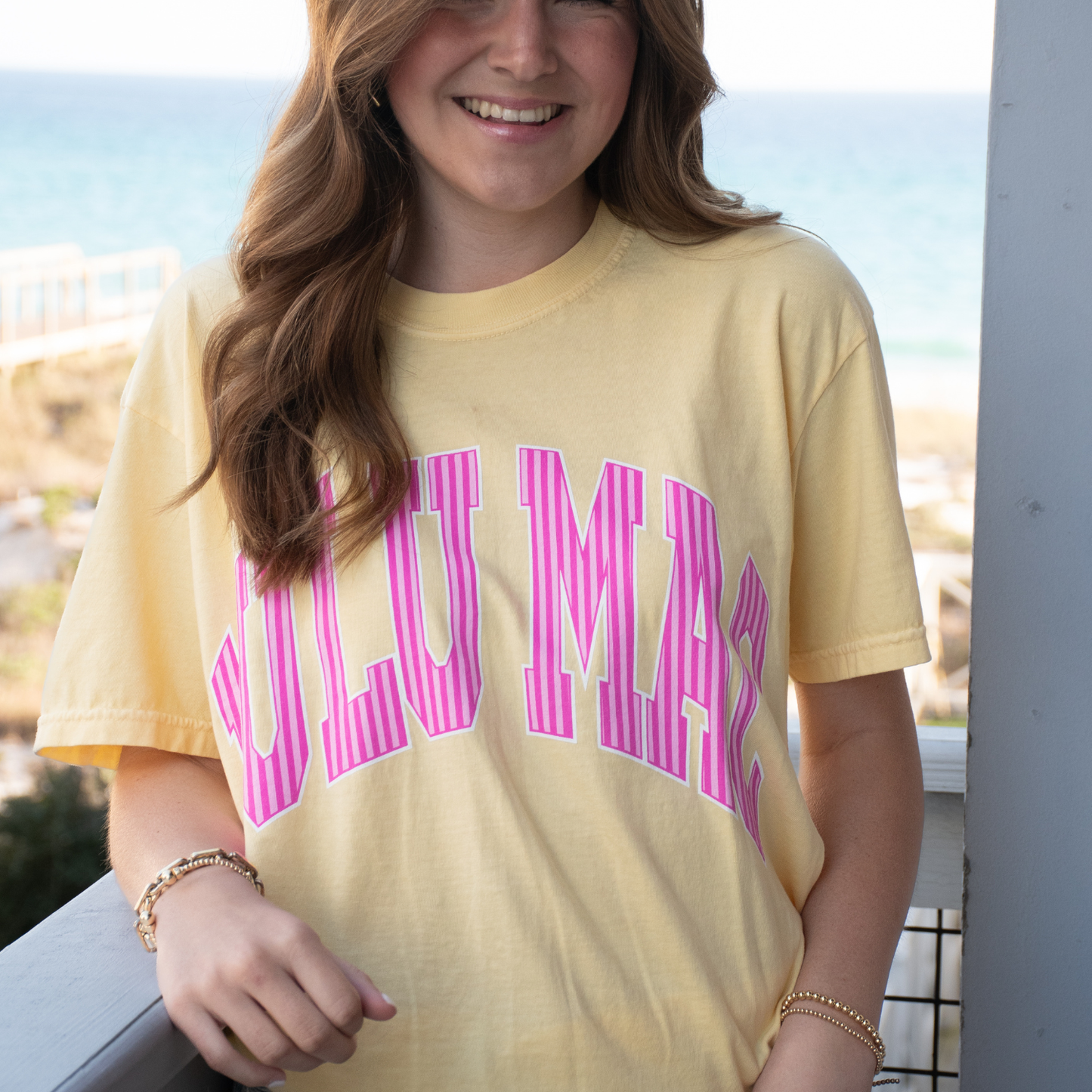 Stripe Adult Butter Comfort Colors Tee