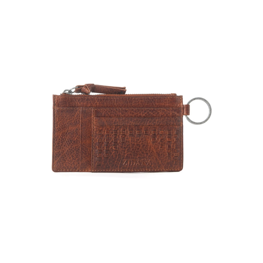 Zidana Vino Braided Veg Tanned Leather Wallet in Chestnut Shine