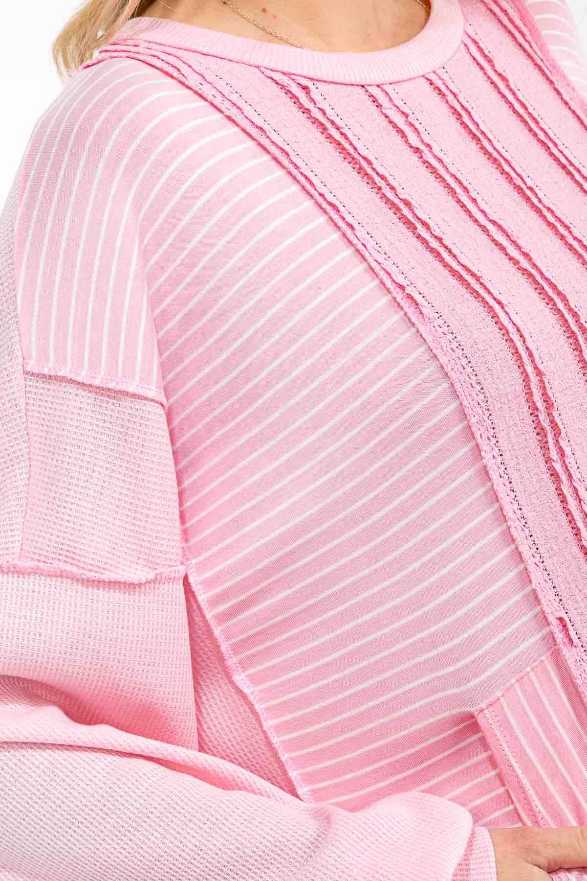 Pink Textured Knit Top