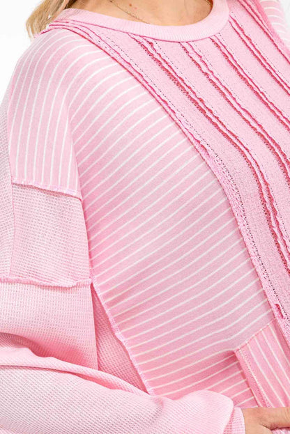 Pink Textured Knit Top