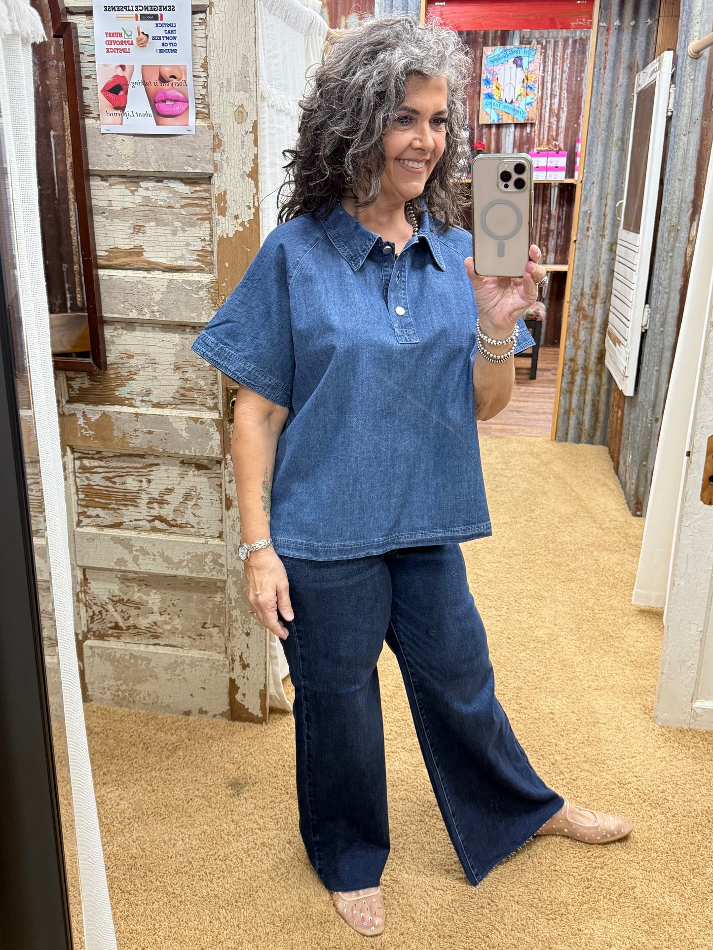 WASHED DENIM SOFT WASHED DENIM TOP