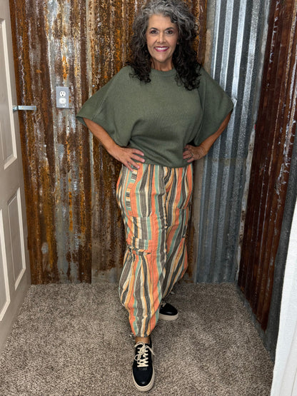 BlueVelvet MULTI COLOR STRIPED PARACHUTE PANTS