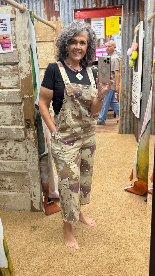 CAMO PRINT WASHED TWILL OVERALLS