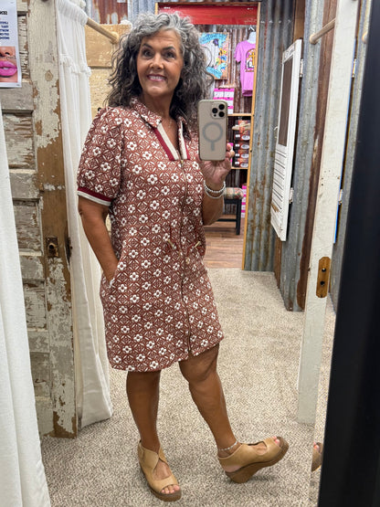 UMGEE Floral Short Sleeve Mini Dress
