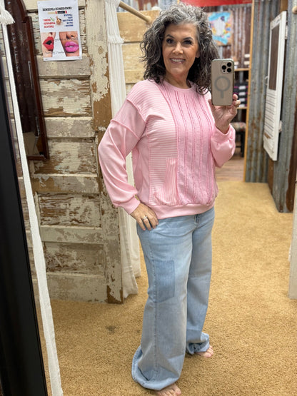 Pink Textured Knit Top