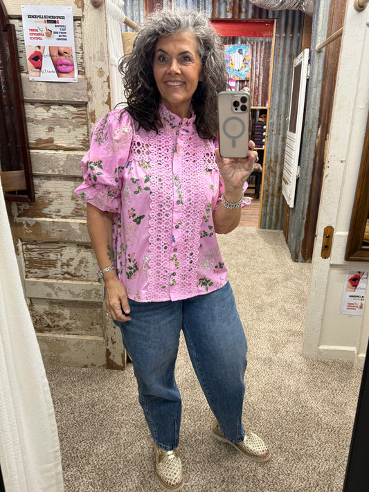 Pink Crochet Lace Entro Top