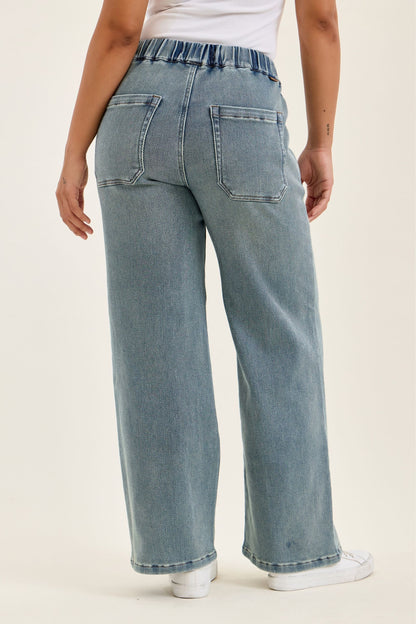 Judy Blue HW WILHELMINA Baggy MD Aged Stone Blue (Knit Indigo) 881127
