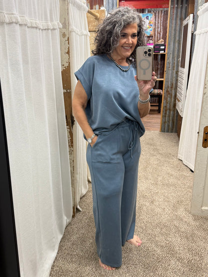 Mineral Wash Scuba Lounge Set: DENIM BLUE