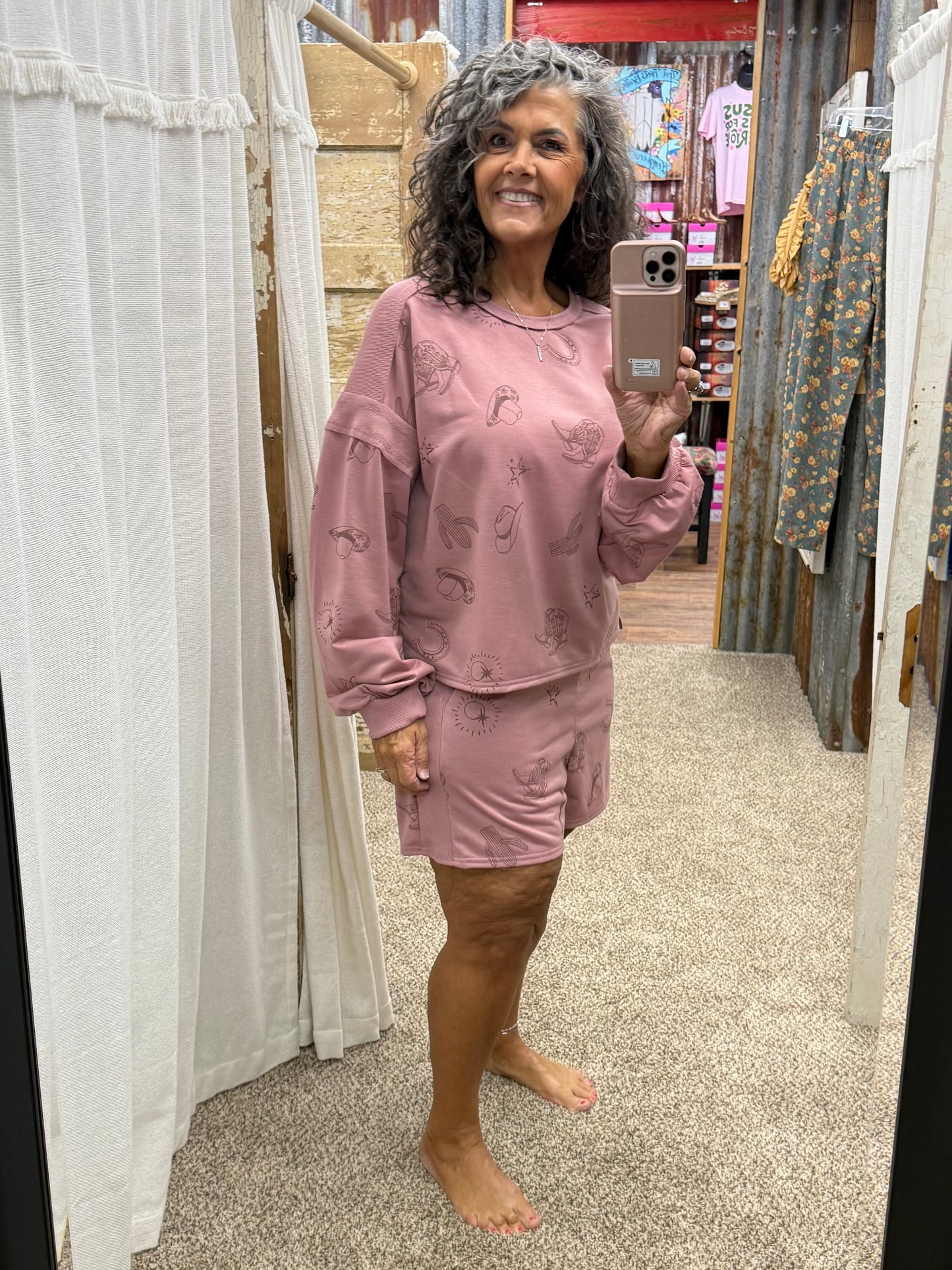 Western Print Lounge Set: MAUVE