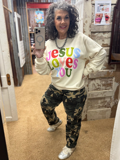 🧡🩵✝️JESUS LOVES YOU✝️💚🩷Sweatshirt