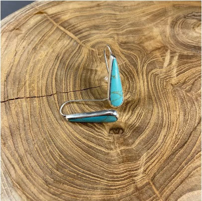 BOHO SOL Teardrop Turquoise Hook 925 Sterling Earrings