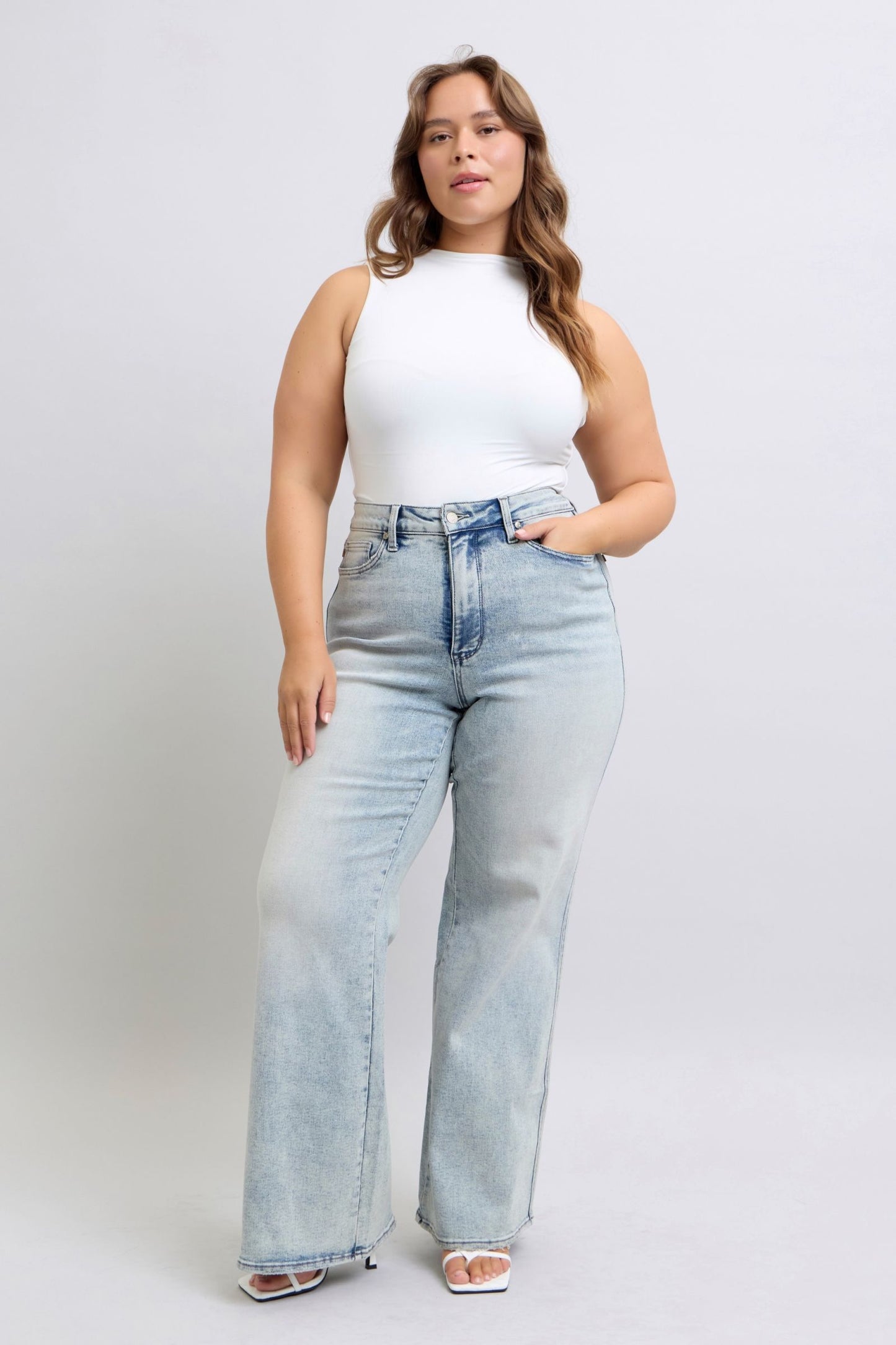 Judy Blue High Waist Tummy Control Retro Wide Leg Jeans 88867