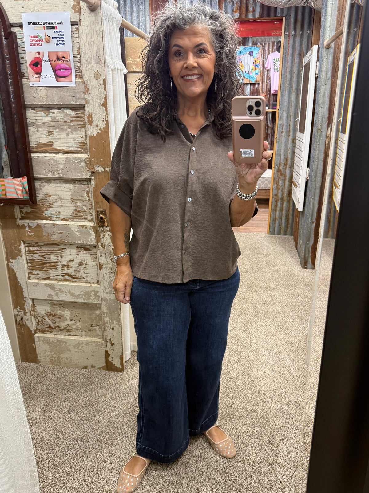 Entro Brown Dolman Sleeve Top