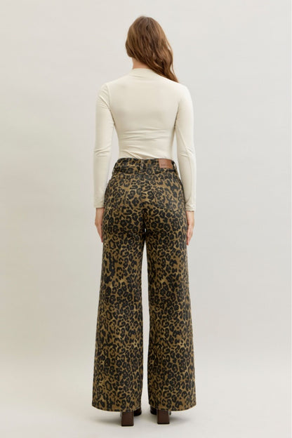 Judy Blue High Waist Retro Wide Leopard Print 881022