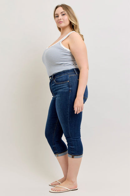 Judy Blue HW Capri w/ Single Cuff Jeans 72123
