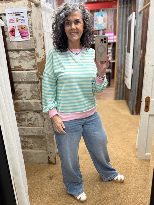 Crew Loose Fit French Terry Pullover Top