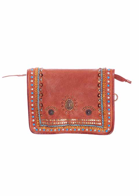 Leather Adorned Crossbody Handbag